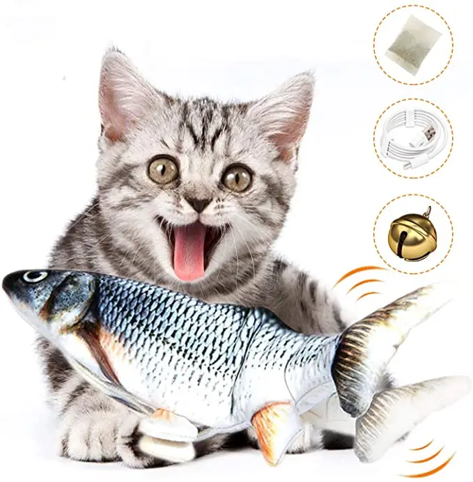 

Moving Fish Cat Toy, Realistic Plush Simulation Electric Wagging Fish Cat Toy Catnip Kicker Toys, Electric Flopping Fish, Crucian,rainbow trout,clownfish,etc