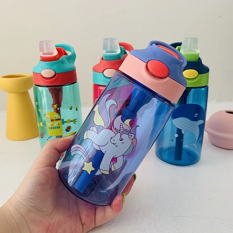 

Feiyou 480ml bpa free kids plastic water bottle children school drinking juice cute water bottle with straw for 2020, Customized color