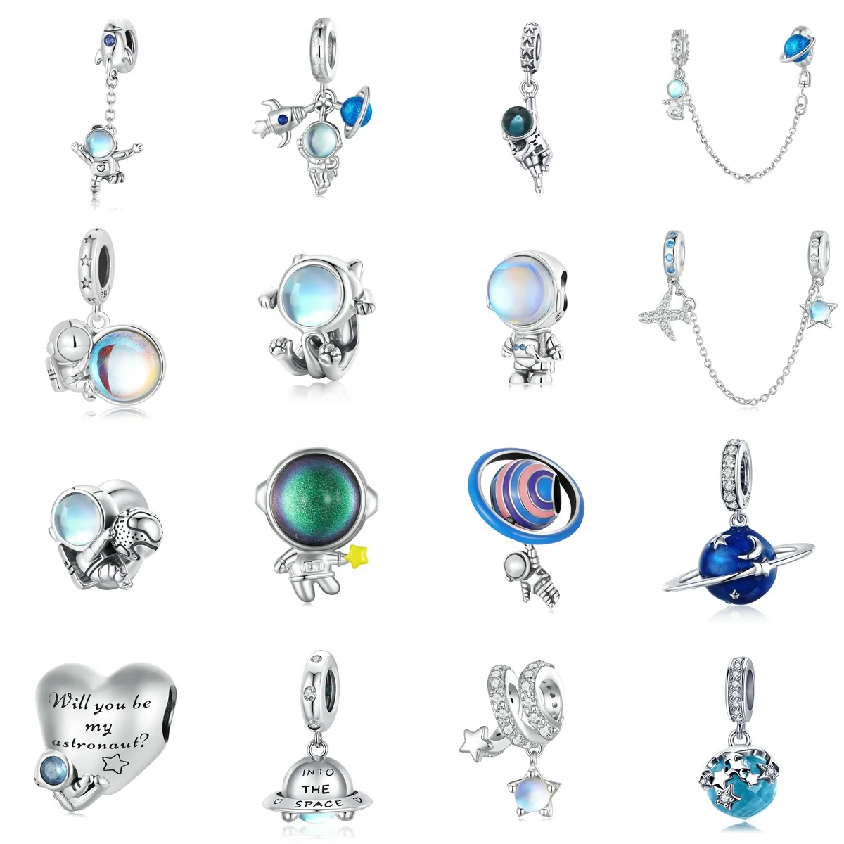 

Space Star Charm Star Pendant Planet Charms 925 Sterling Silver