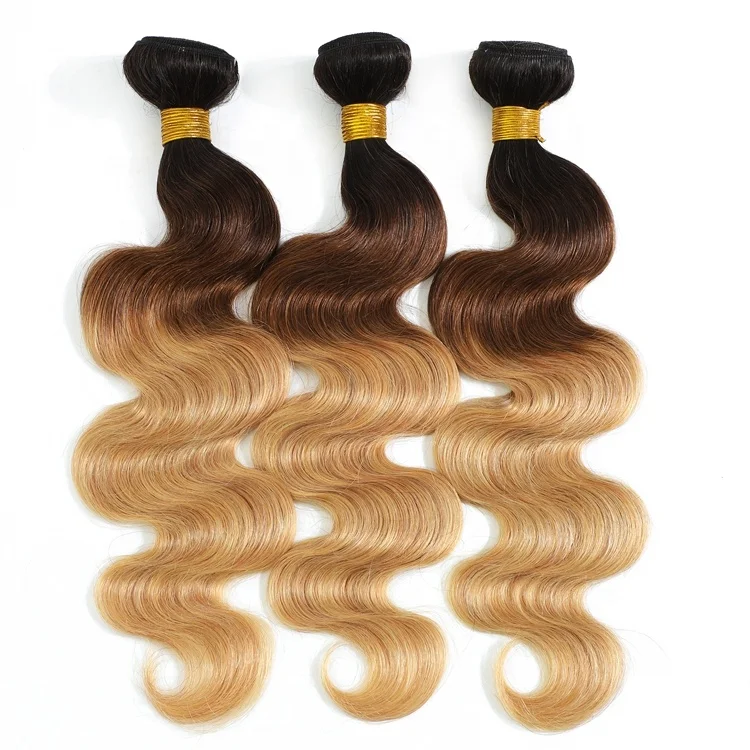 

Double Drawn Body Wave Human Hair Extensions Ombre Color Indian Human Hair