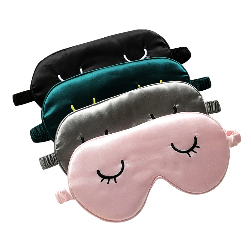

Private Label Cute Mulberry Silk Blindfold Travel Sleep Eye Mask with Eyelashes for Sleeping, Customized color
