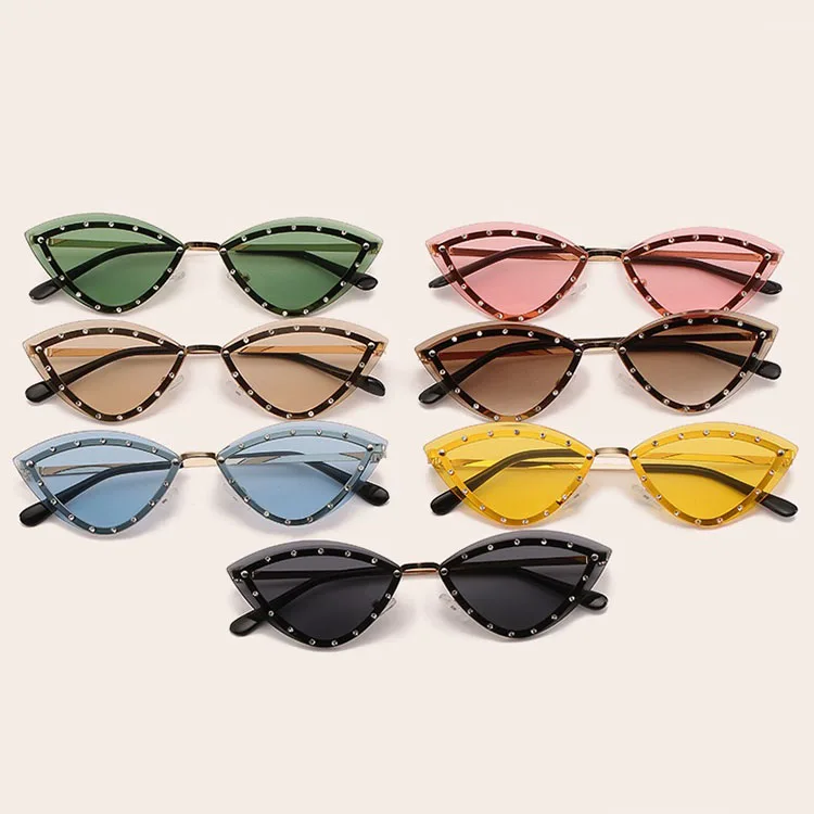 

VIFF HM21111 New Cat Eye Stone Sunnies Shade Elegant Party Designer Fashion Cat Eye Stone Sunglasses 2021, Multi and oem