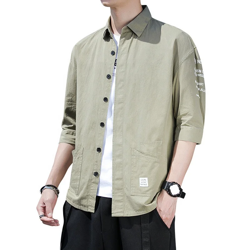 

Thin loose and handsome trendy short-sleeved shirt Cotton jacket shirt