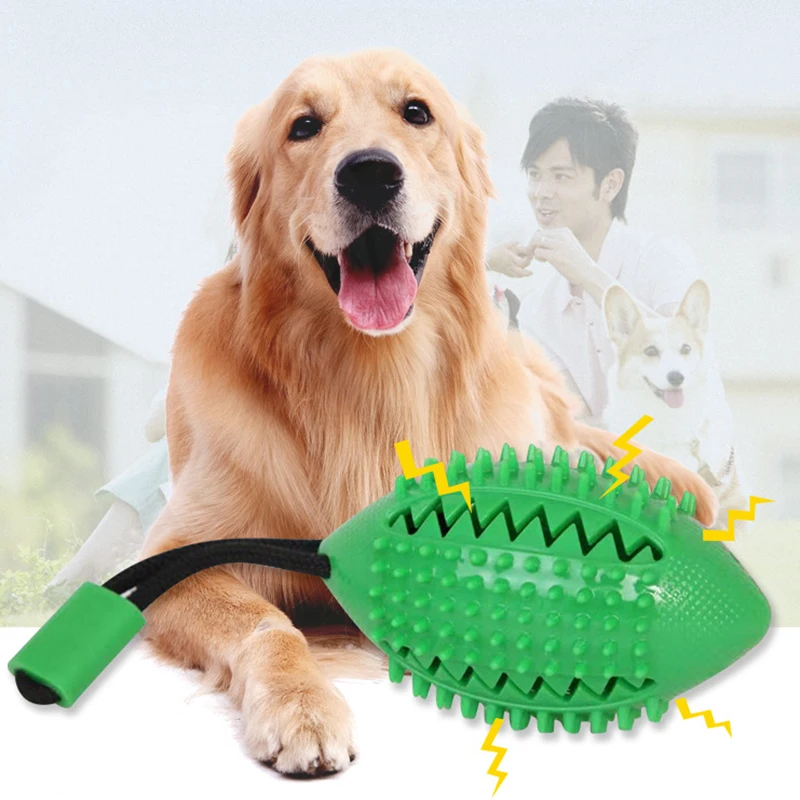 

Dog TPR Toys rubber rugby Ball Toy with rope For Puppy Pet Chew Bite Teeth Cleaning molar Toothbrush ball Anti-boring artifact