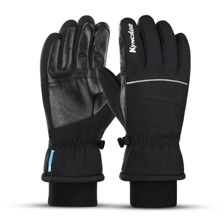 

Sports windproof and water-proof thicken cycling touch screen thickened cold-proof ski gloves, Black/gray