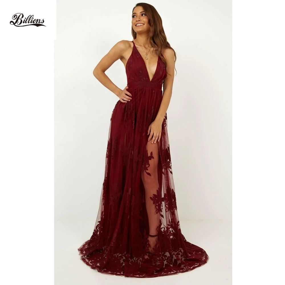 

Promenade Maxi Dress In Wine Evening Dress