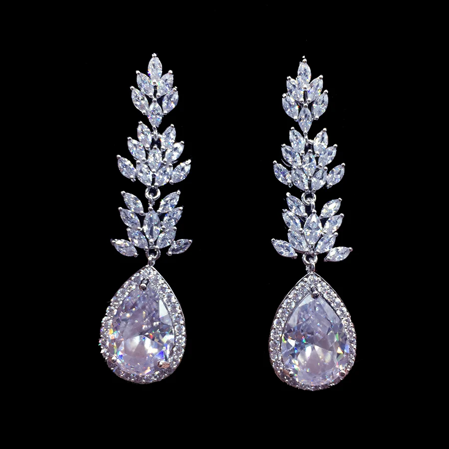 

RE3374 cubic zirconia dangle earrings rhinestone wedding earrings women jewelry gift