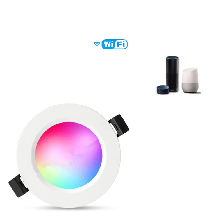 WIFI smart downlight ip54 can work 50000K rgb material is aluminum alloy can be installed with ceiling and other places 100-240V