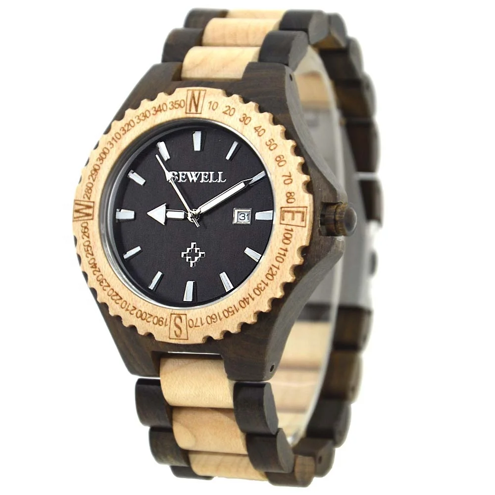 

Factory customized luxury wood watch with japan movement wooden quartz watch, Black with maple