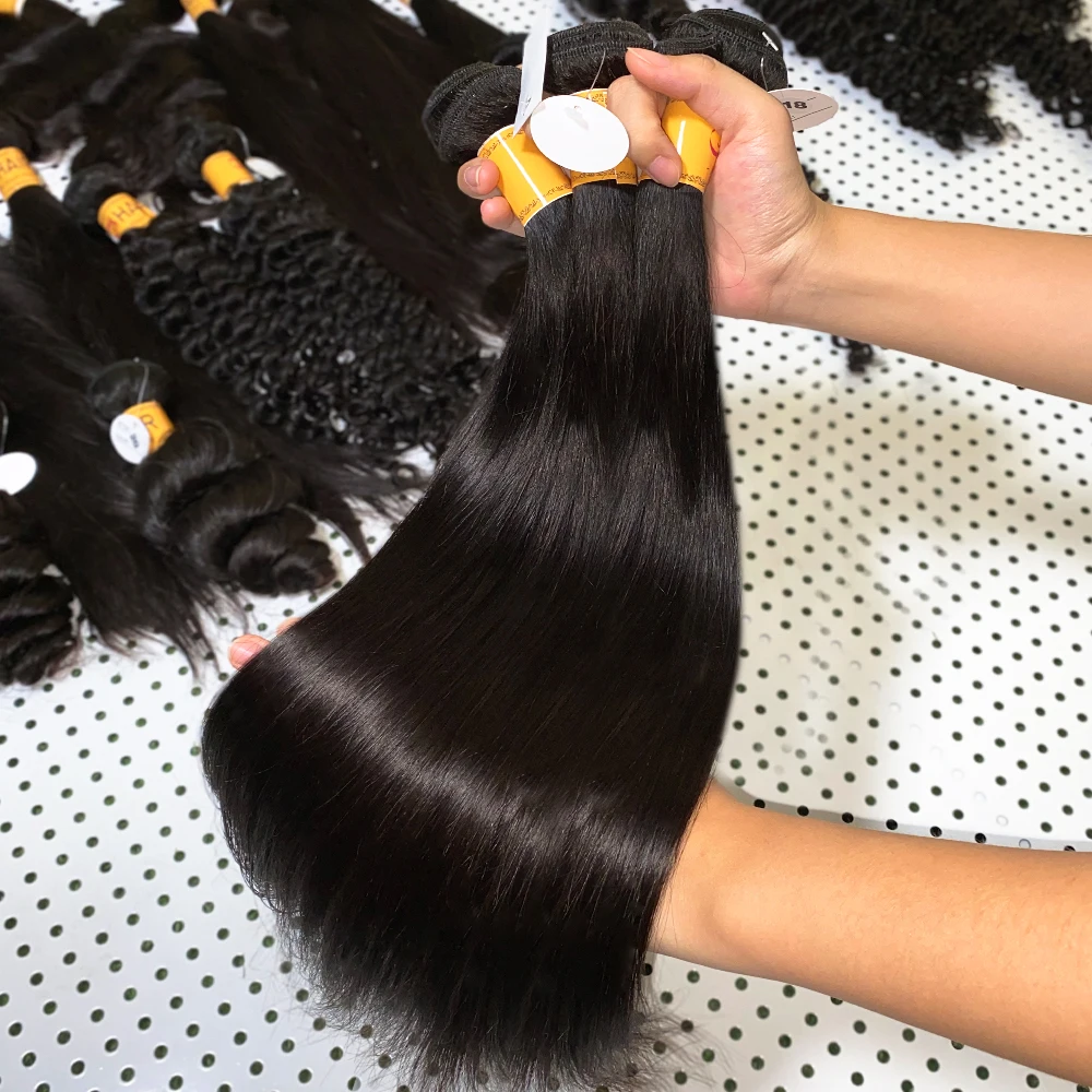 

GS Drop Shipping No Tangle No Shedding Dyeable Wholesale Cuticle Aligned hair 40 inch long Raw Hair Brazilian hair bundles, Natural color #1b