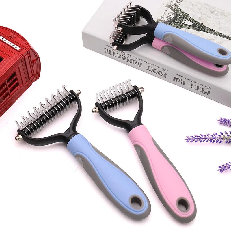 

New Release Pet Grooming Cleaning Tool Double Side Pet Comb Open Knot Hair Removal Dog Hair Eliminator Comb, As picture