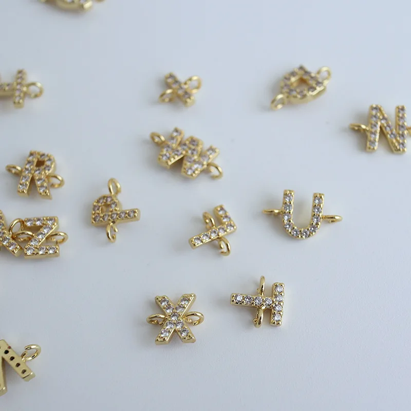 

Cubic Zirconia micro pave Alphabet Bracelet charm,clear cz Initial Letter pendant,fashion cz jewelry component wholesale, Gold