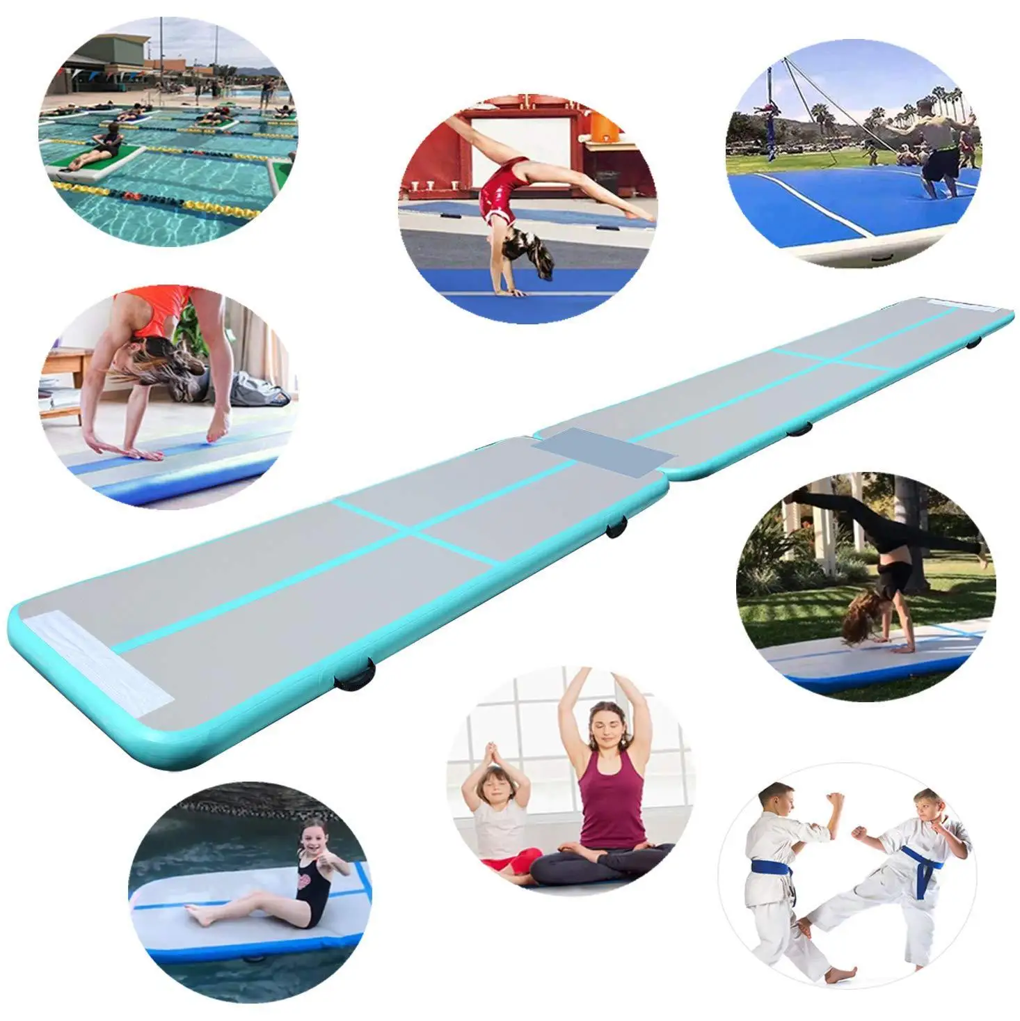 10ft/13ft/16ft/20ft Air Track Inflatable Gymnastics Tumbling Air Track Mat Air Pump Cheer leading/Practice Gymnastics