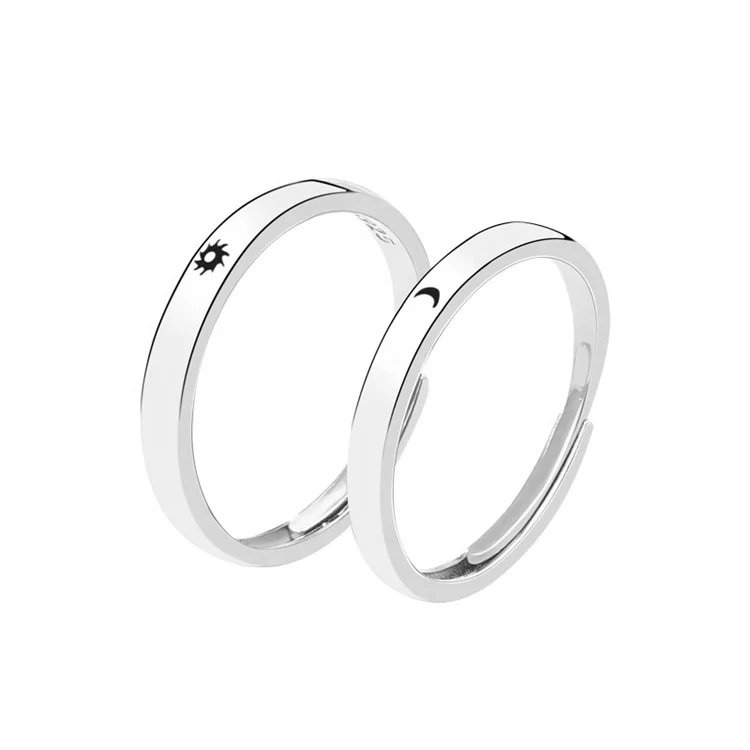 Stock lots RN384 Lisa Jewelry 925 sterling silver couple sun and moon rings