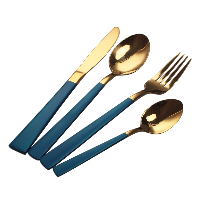 

Stainless Steel Flatware Eco friendly Gold Cutlery Set Wedding Knife Spoon Fork Sliverware Set, Gold+black, gold+blue,gold+green, silver