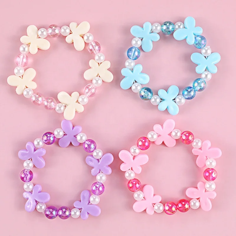 

Children's floral bow bracelet acrylic Princess series bracelet pink Jewelry