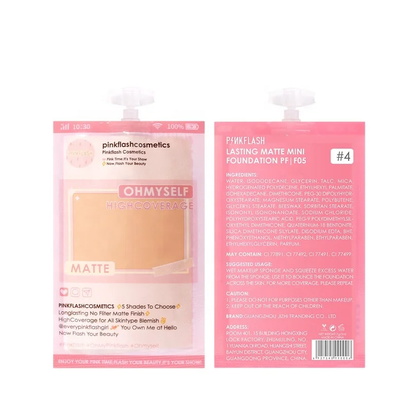 

PINKFLASH Matte and Poreless Foundation Pouch Packaging Full Cover Ins Cream Foundation