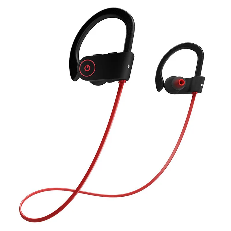 

buds branded neck headphones microphone earbuds sports ear phone ipx7 waterproof wireless running earphones sport earphone, Black/red