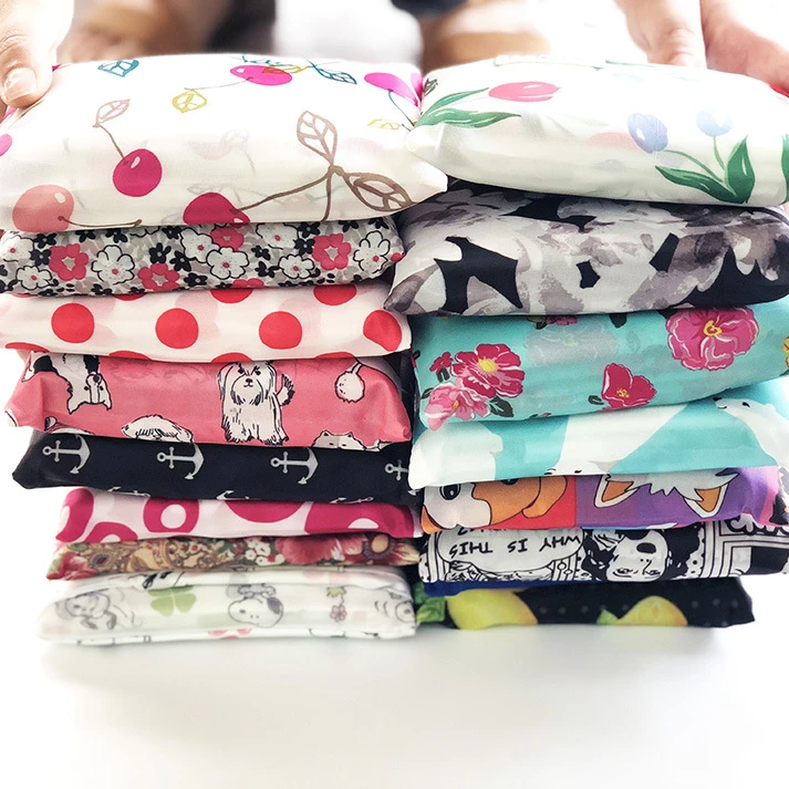 

Fashion Easy Carry Large Capacity Foldable Pocket Tote Polyester Reusable Eco Folding Shopping Bag