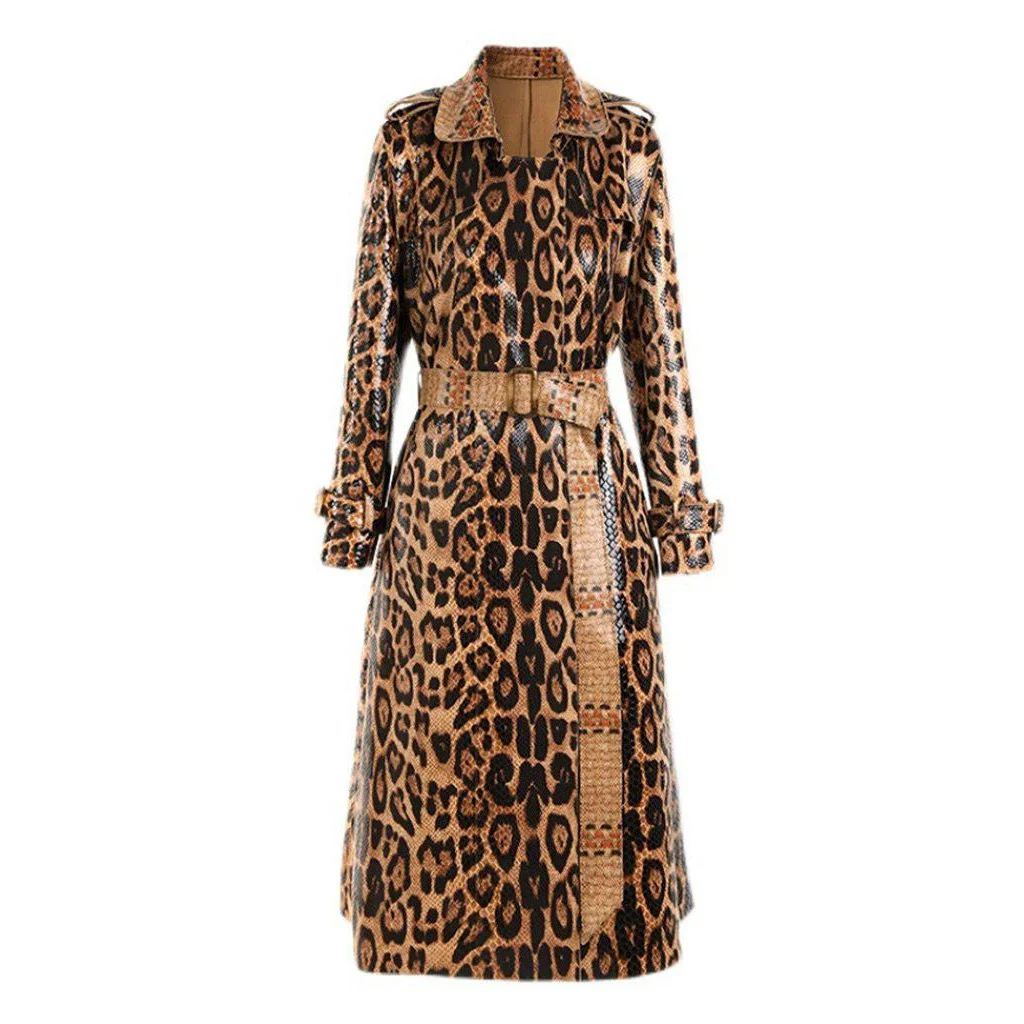 

A5378 Casual style synthetic leather plus size leopard dress sexy blazer shirt blazer long sleeve dress office wear