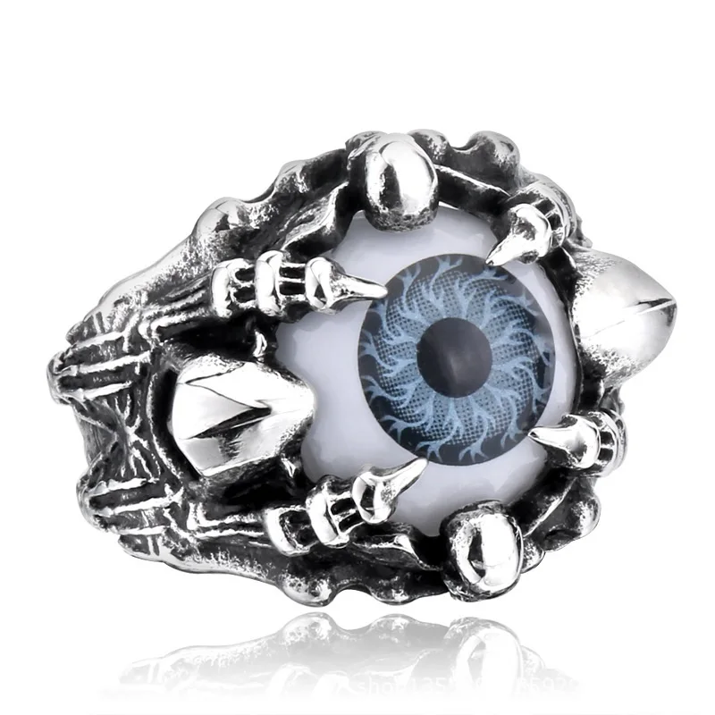 

Hot sale design men's motorcycle rider punk style stainless steel demon eye ring, Picture