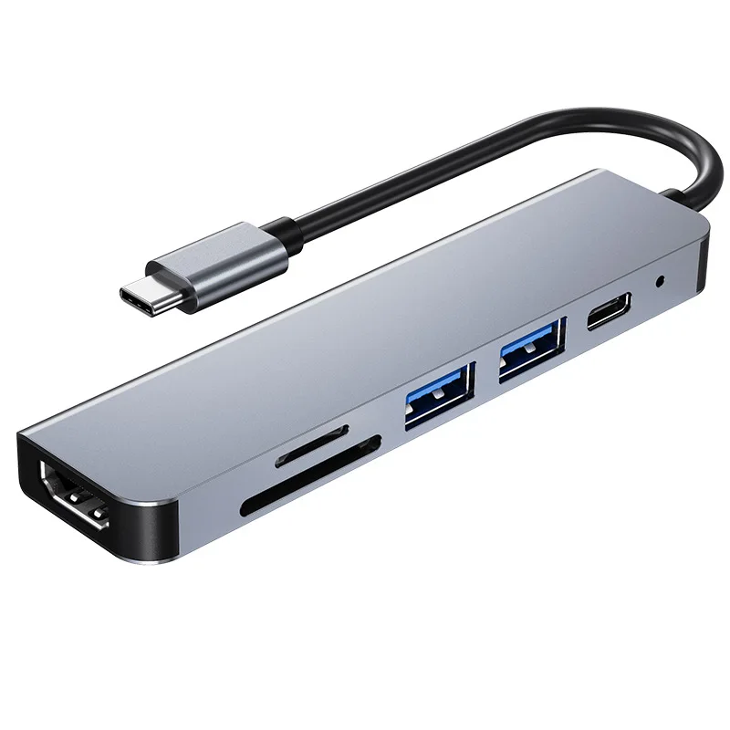 

hot selling docking station of Notebook 6-in-1 TYPE C docking station, Silver grey