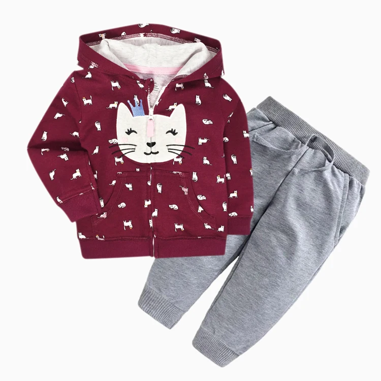 

Hot selling baby hooded jacket long pants zipper fall coat, Multi color