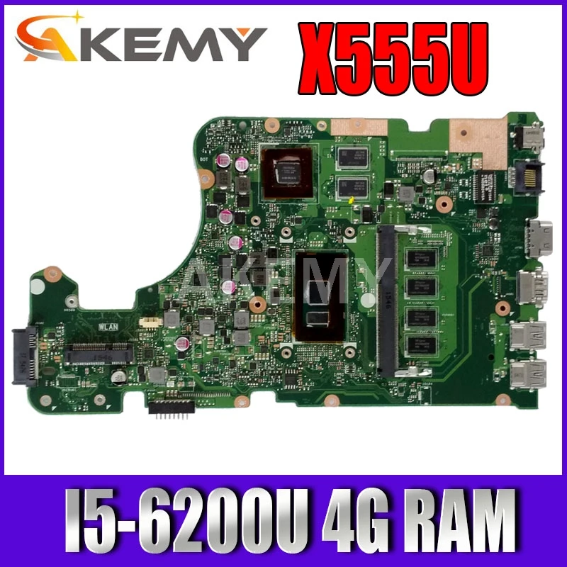 

New Akemy motherboard for ASUS X555UF X555U X555UQ I5-6200U 4G RAM laptop motherboard