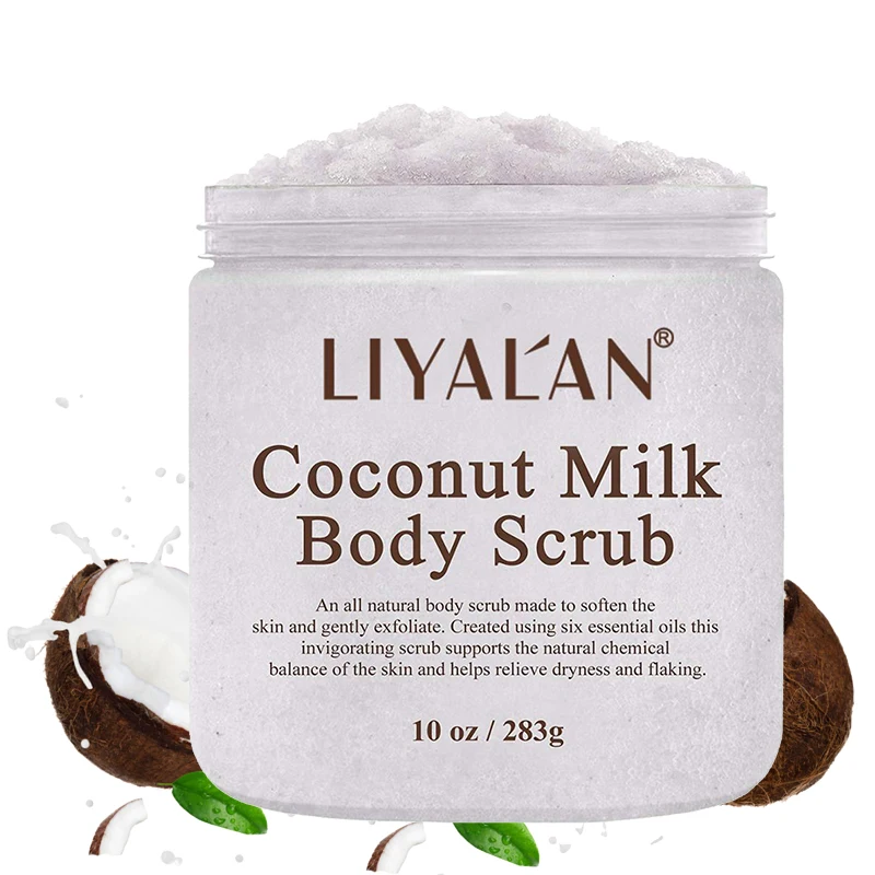 

OEM private label natural organic cleansing moisturizing soothing whitening skin Coconut milk body scrub