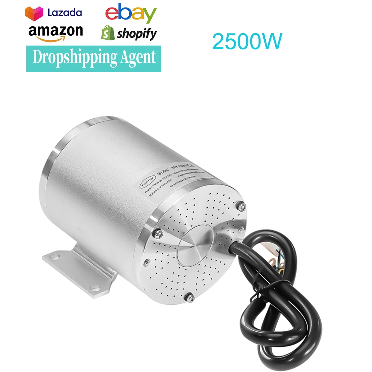 Kunray 60V 2500W Electric Bicycle Brushless DC Motor with Speed Controller Ebike Conversion Kit Part