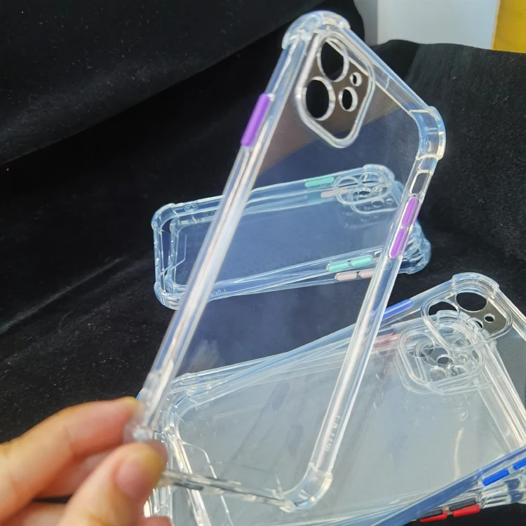 

Newest 2.0mm Colorful Buttons Shockproof Bumper Clear Transparent TPU Phone Cover Case For Samsung Galaxy M30S / S21 / F41