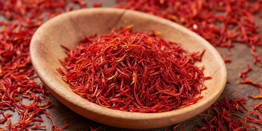 Saffron stored in glass jars inside a spice cabinet