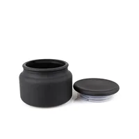 

Small Wide Mouth Customized Matte Black Glass Candle Jar With Glass Lid Wholesale