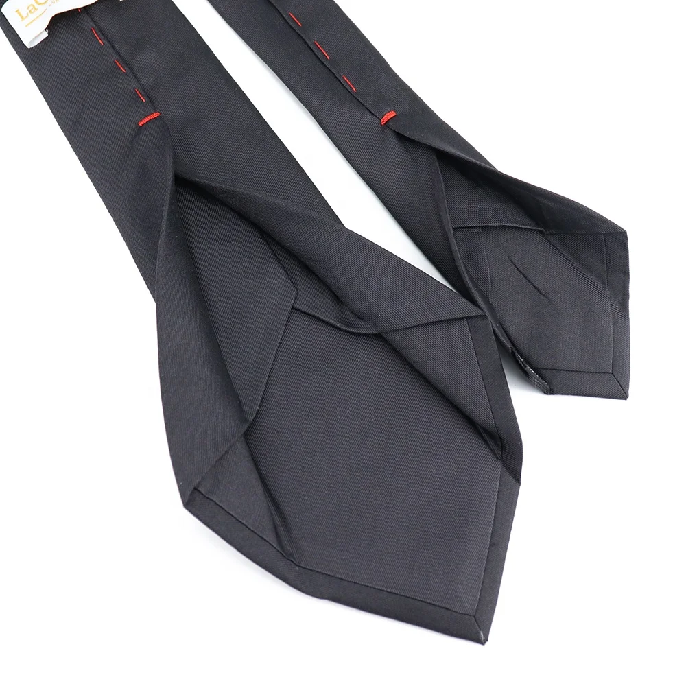 

Classic New Designs Mens Black Solid Color Pure Silk Woven Jacquard Hand Stitching Seven Fold Tie Men