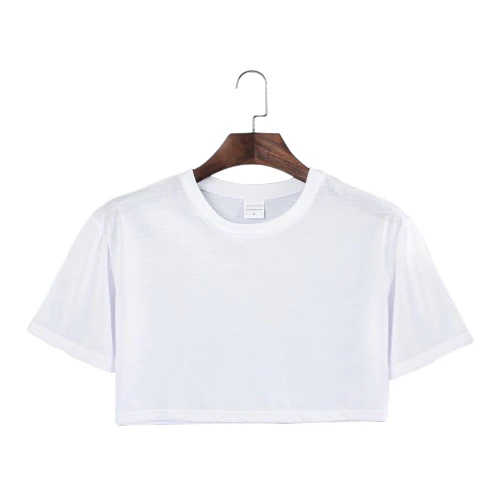 

Low MOQ Blank White Short Sleeves Soft Polyester Women's Cropped Tops T-shirts for Custom Logo Sublimation Print, White, black ,gray