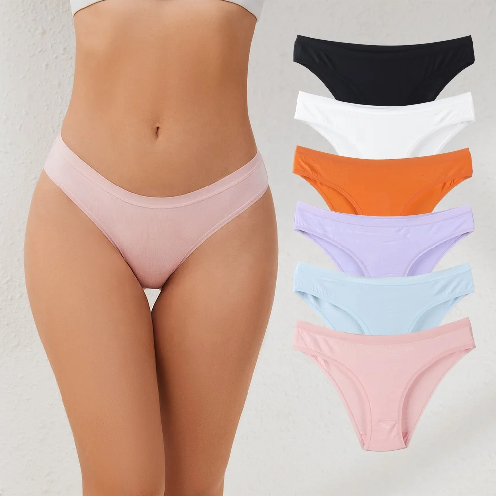 Custom Logo Women's low waist Breathable Soft Modal Cotton Bikini Brief Underwear panty