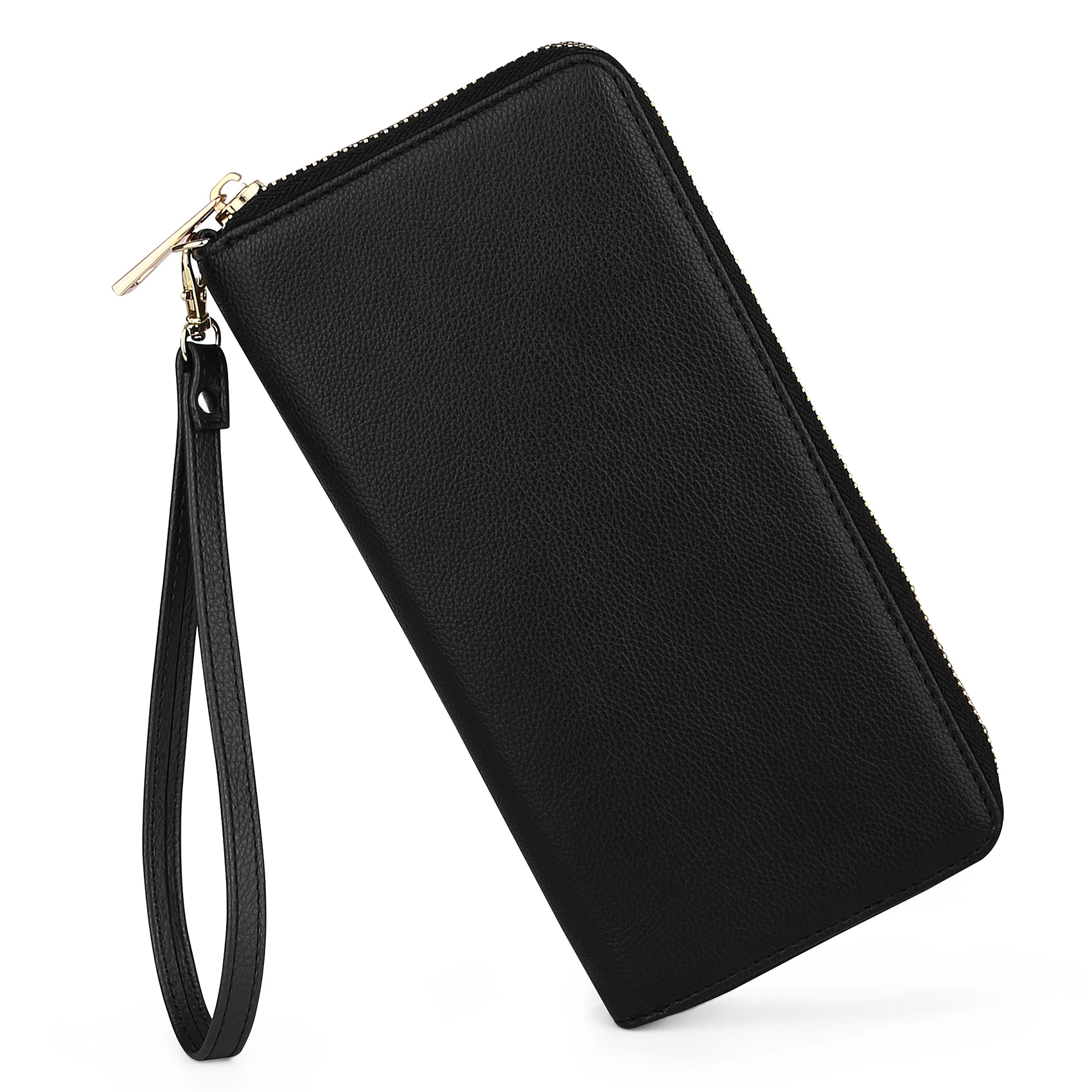 

Amazon Custom Minimalist Womens Leather RFID Phone Card Holder Wallet With Detachable Wrist Strap, Black/red/pink