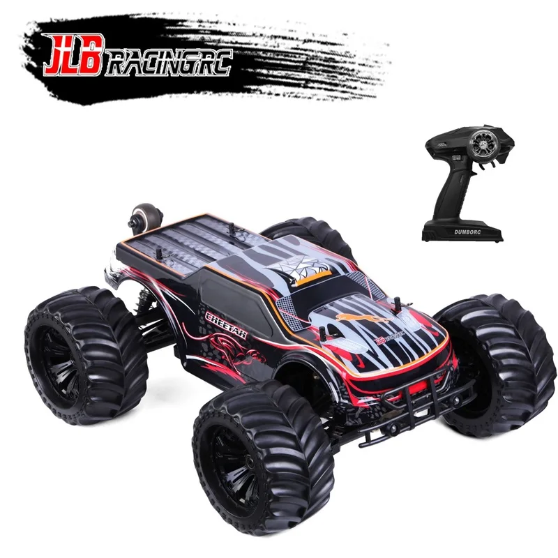 

JLB Racing Cheetah RC Car 1:10 1/10 Brushless 80km/h Upgrade High Speed Truggy Monster Truck Off-Road Vehicle Toys 21101 11101, Black red