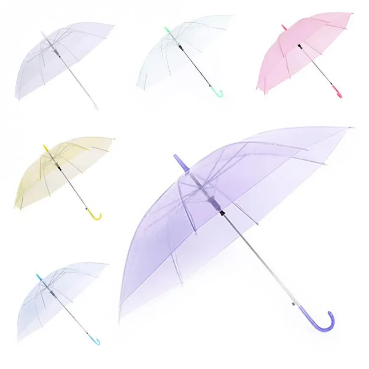 

H264 Custom Men Women Children Transparent Umbrella Colorful Long Handle Manual Umbrellas Rainy Day Clear Umbrella, Multi colour