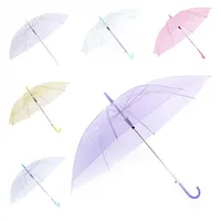 

H264 Custom Men Women Disposable Children Colorful Long Handle Manual Umbrellas Rainy Day Transparent Clear Umbrella