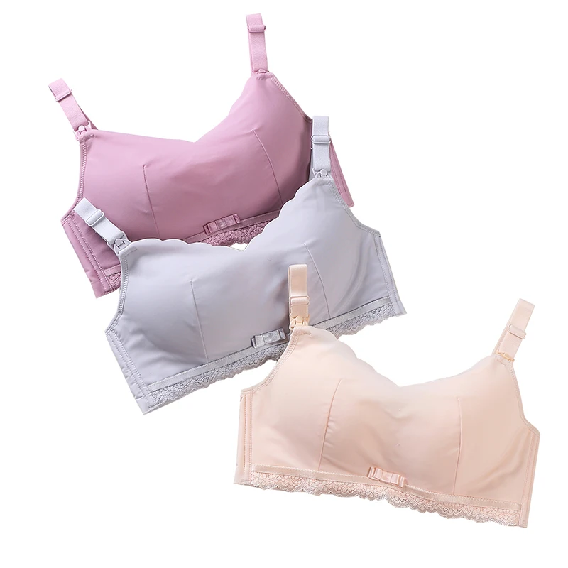 
Whosale free cut bowknot lace maternity bra push up prevent sagging wireless front open nursing bra underwear 