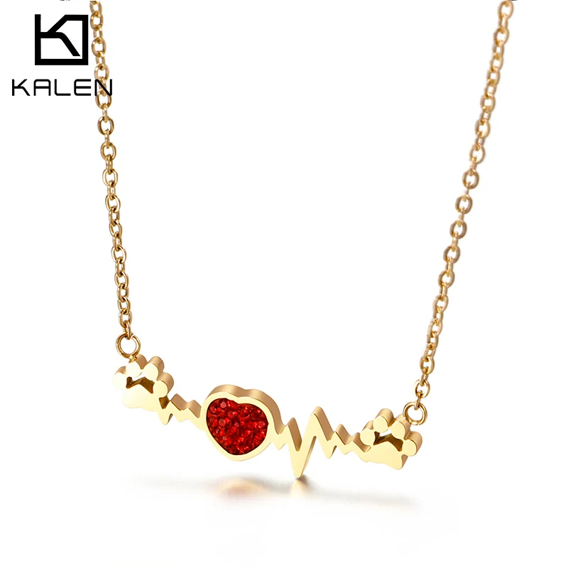 

Japanese and Korean cat claw red diamond love titanium stainless steel necklace simple and versatile clavicle chain, Customized