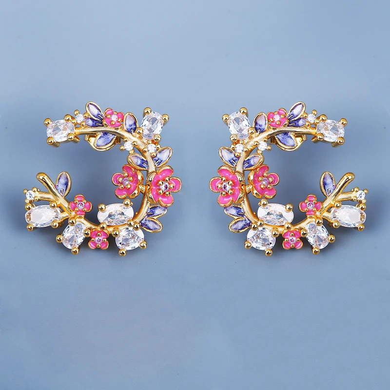 

Hot Sale KYED0566 Exquisite Geometric Hollow Flower Women's Earrings Handmade Enamel Jewelry