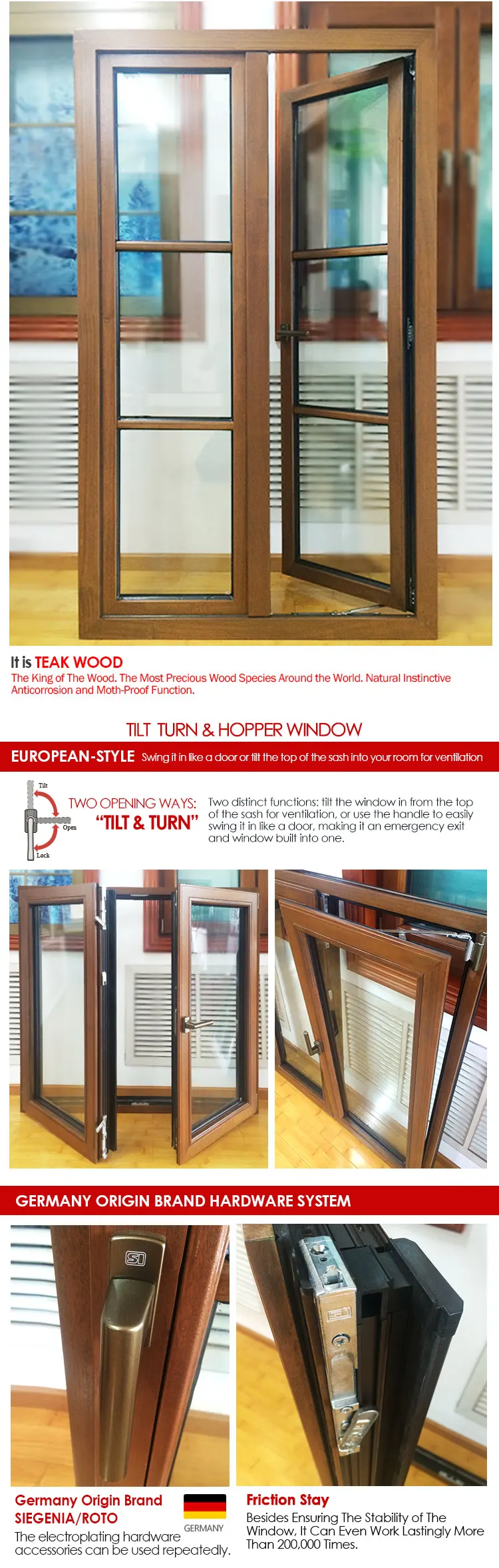 Doorwin newest french window grill design with different glass dimensions