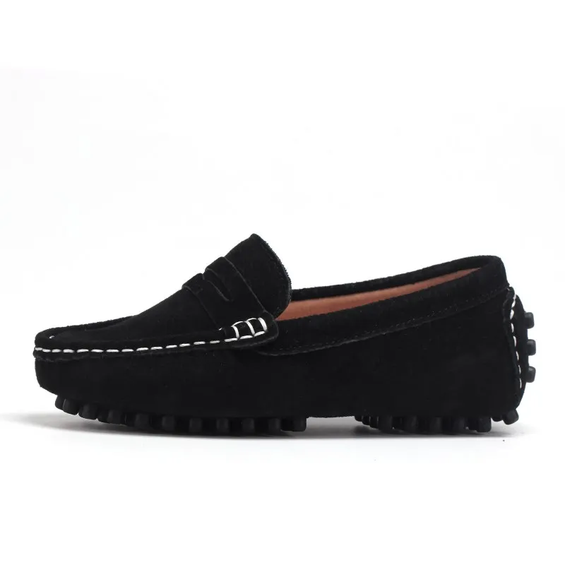 

Customize High Quality Stylish Breathable Suede Leather Soft Kid Shoes Slip-on Casual Children Loafers Shoes, Black/red