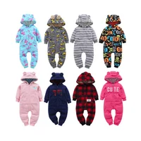 

Winter hooded polar fleece soft baby romper jumpsuit newborn baby clothes