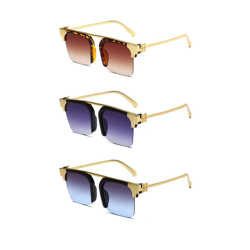 

WIIPU Fashion big frame metal rim transparent gradient INS sunglasses