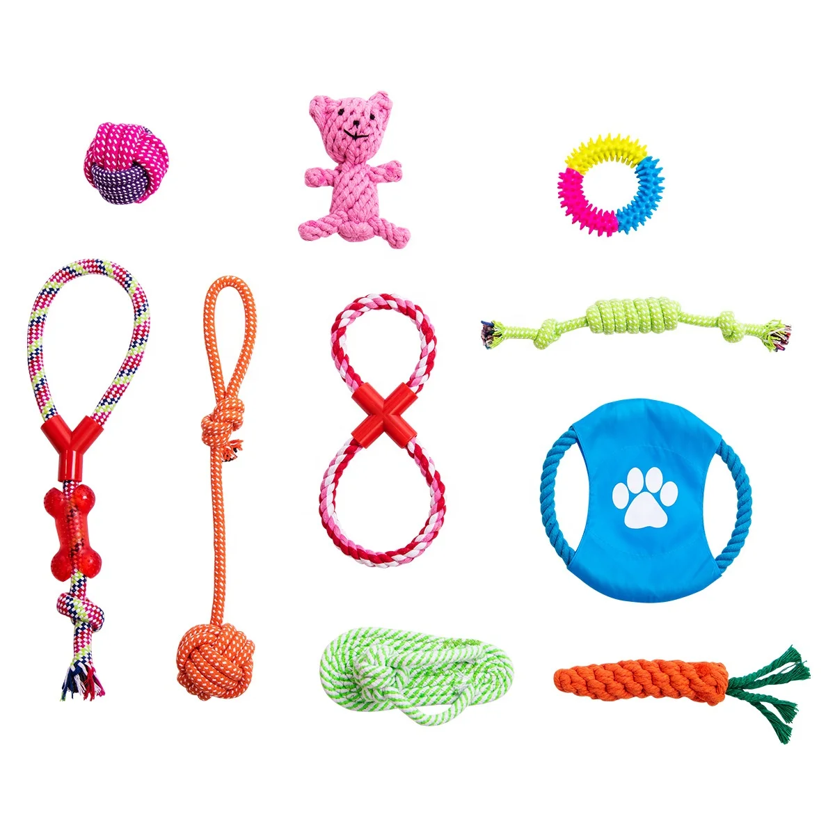 

wholesale Amazon hot-selling pet toys 10 sets of puppy rope play toys
