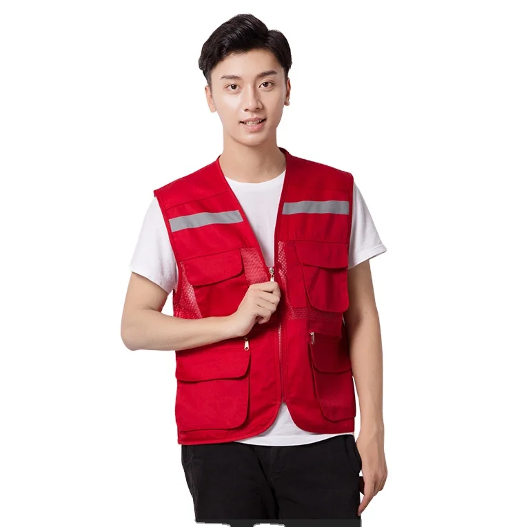 

Wholesale Volunteer Reflective Safety Vest with Custom Logo Photography Hooking Jurnalist Volunteer Vest