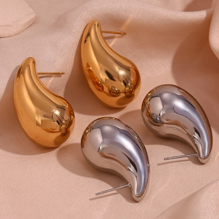

Water Drop Stud Earrings Set 18k Gold Plated Jewelry Set Enamel Zircon Stainless Steel Jewelry collier en acier inoxydable